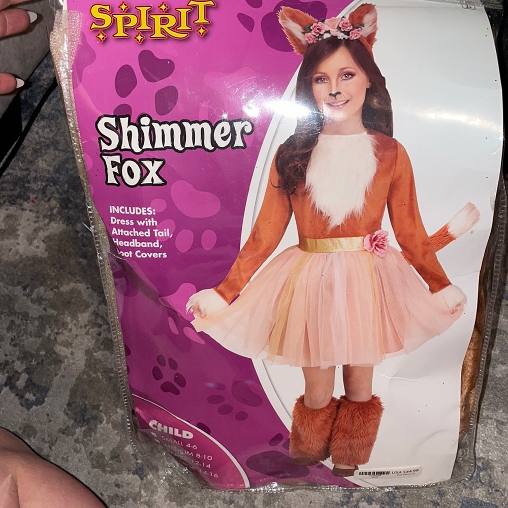 Unworn shimmer fox costume